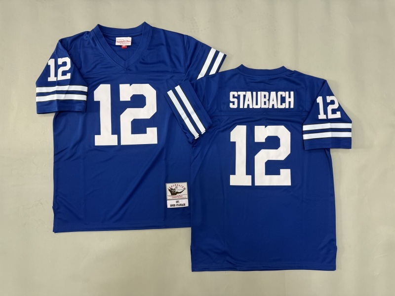 Men 2025 Nike Dallas Cowboys #12 Staubach Blue Throwback Limited NFL Jersey 002